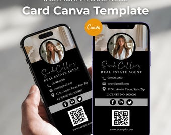 Luxury Real Estate Business Card Template, QR Code Business Card, Real Estate Text Marketing, Realtor Mobile Digital Card QR Code