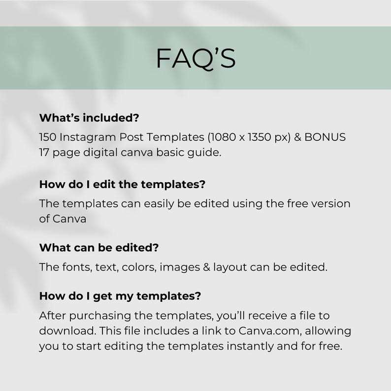 Faqs Template Instagram Aesthetic Green Instagram Templates, Instagramable Canva Templates ...
