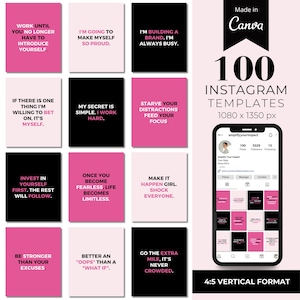 Girl Boss Quotes Instagram Post Templates, 4:5 Instagram Motivational Quotes Canva Templates, Boss Babe Quotes Faceless Marketing Template