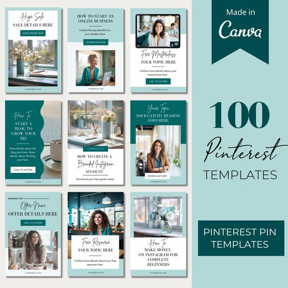 Pinterest Templates Canva, Pinterest Marketing Canva Pin Template, Pinterest Blogger Templates