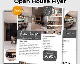 Plantillas de volantes de puertas abiertas para inmobiliarias, plantilla de marketing para agentes inmobiliarios, volantes de puertas abiertas, marketing inmobiliario