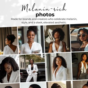 Pode incluir: Uma colagem de nove fotos com mulheres de cor vestindo roupas brancas. As fotos est&atilde;o dispostas em uma grade de 3x3. As fotos mostram as mulheres em v&aacute;rias poses e cen&aacute;rios, incluindo interiores e exteriores. As fotos s&atilde;o todas brilhantes e bem iluminadas.