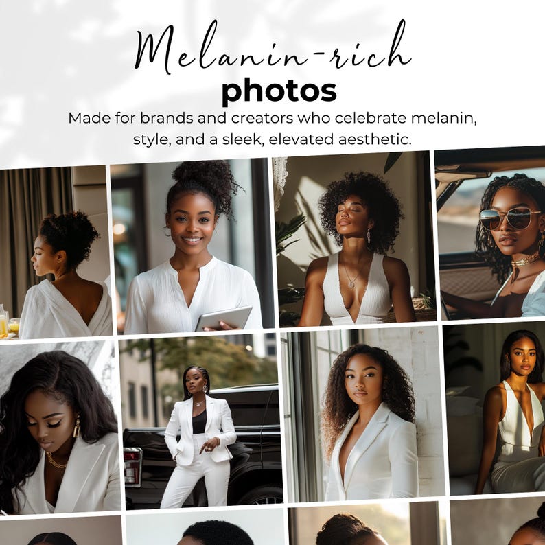Pode incluir: Uma colagem de nove fotos com mulheres de cor vestindo roupas brancas. As fotos est&atilde;o dispostas em uma grade de 3x3. As fotos mostram as mulheres em v&aacute;rias poses e cen&aacute;rios, incluindo interiores e exteriores. As fotos s&atilde;o todas brilhantes e bem iluminadas.