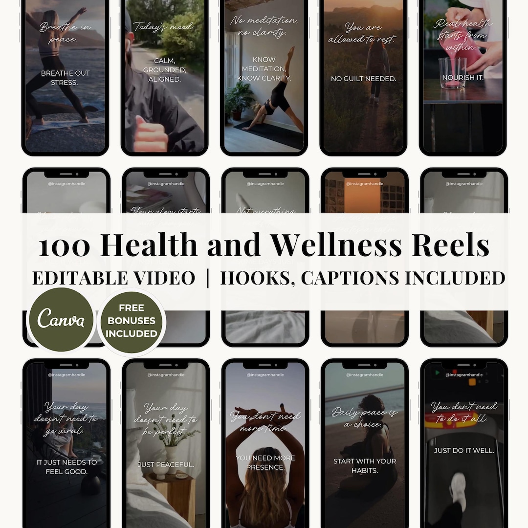 Wellness Instagram Reel Template Editable Canva Holistic Coach Reels ...