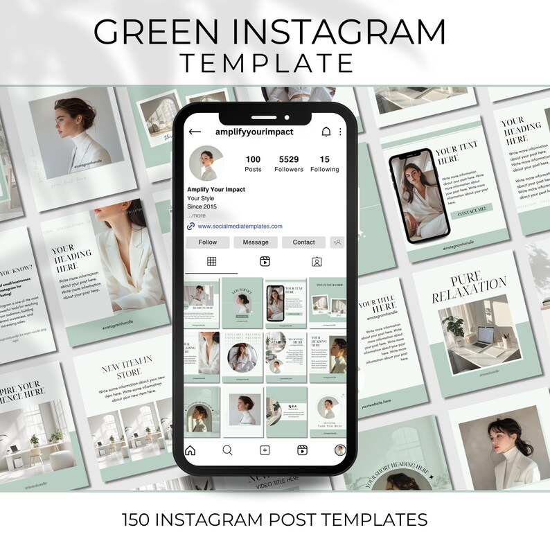 Aesthetic Green Instagram Templates, Instagramable Canva Templates ...