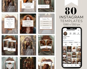 80 Boho Instagram Post Templates: Editable Canva IG Theme (Digital Download)