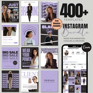 Social Media Canva Templates Bundle Branding Kit templat Modern Instagram Templates, Instagram Post Template Canva Coach, Small Business Kit