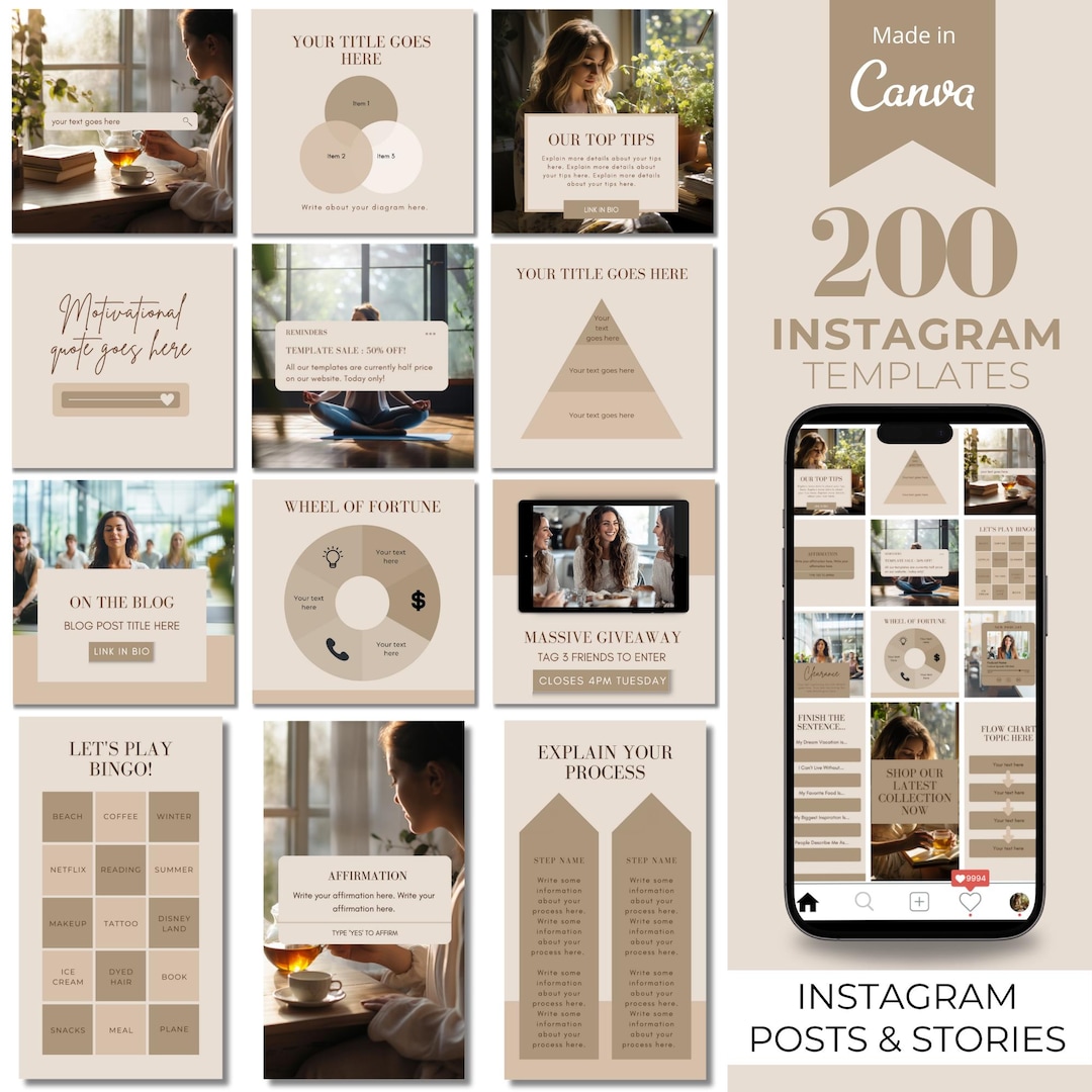 Instagram Bundle Canva Templates, Instagram Post & Story, Social Media ...