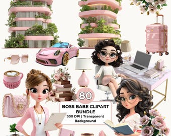 Boss Lady Clipart Bundle PNG, Fashion Boss Girl Clipart, Fashionable Woman Clipart, Girl Boss Bundle PNG Sublimation Files