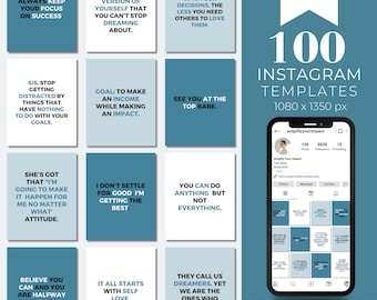 Citações de Girl Boss: Modelos de postagens do Instagram em azul-petróleo (editáveis no Canva)