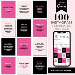 Girl Boss Quotes Instagram Post Templates Editable IG Canva Templates Boss Babe Quotes Faceless Marketing Template IG Motivational Quotes