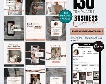 Business Coach Instagram Templates: Canva Social Media Kit (Digital Download)