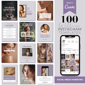 Wellness Instagram Canva Templates, 4:5 Instagram Post Social Media Aesthetic for Health Coaches, Creators, Instagram Bundle Wellness Brand