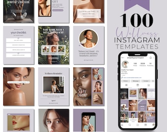 Wellness Instagram Canva Templates: Health Coach Social Media Bundle (Digital Download)