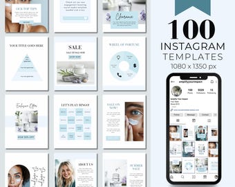 Blue Instagram Templates, 4:5 Modern Instagram Post Template, Aesthetic Instagram Feed Templates, Blue IG Post Templates