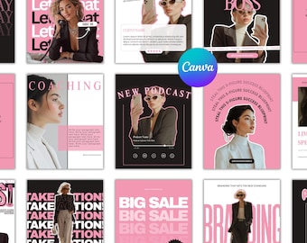 Modern Aesthetic Instagram Template, Coaching Social Media Templates, Content Creators Template Instagram Posts Stories Canva Bundle