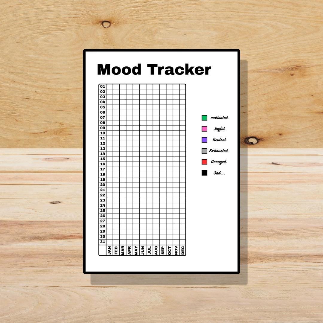 Mood Tracker Printable PDF | Mental Health Log | Journal Mood Tracker ...