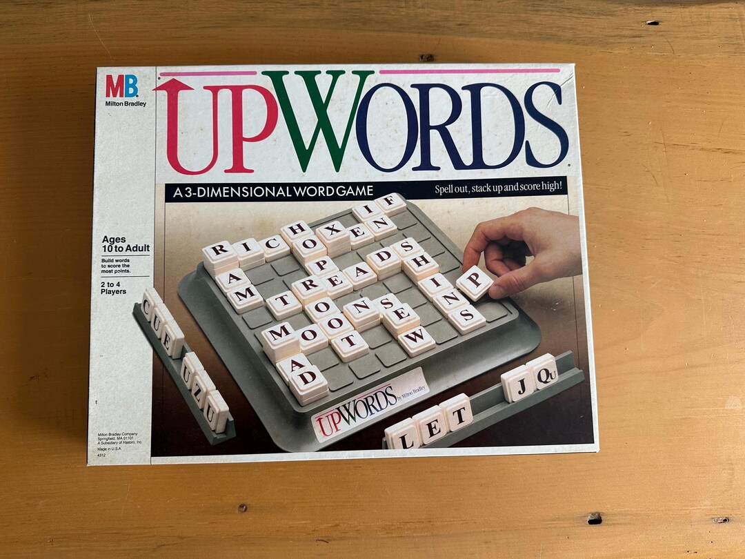 Vintage Upwords Game 3-D Words Stack Tile Board Game Milton Bradley ...