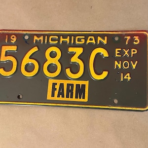 1973 Michigan Farm License Plate