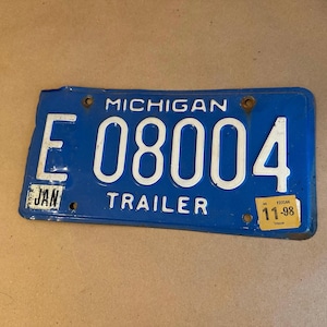 Michigan Trailer License Plate Great Lakes Blue