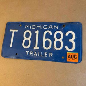 Michigan Trailer License Plate Great Lakes Blue