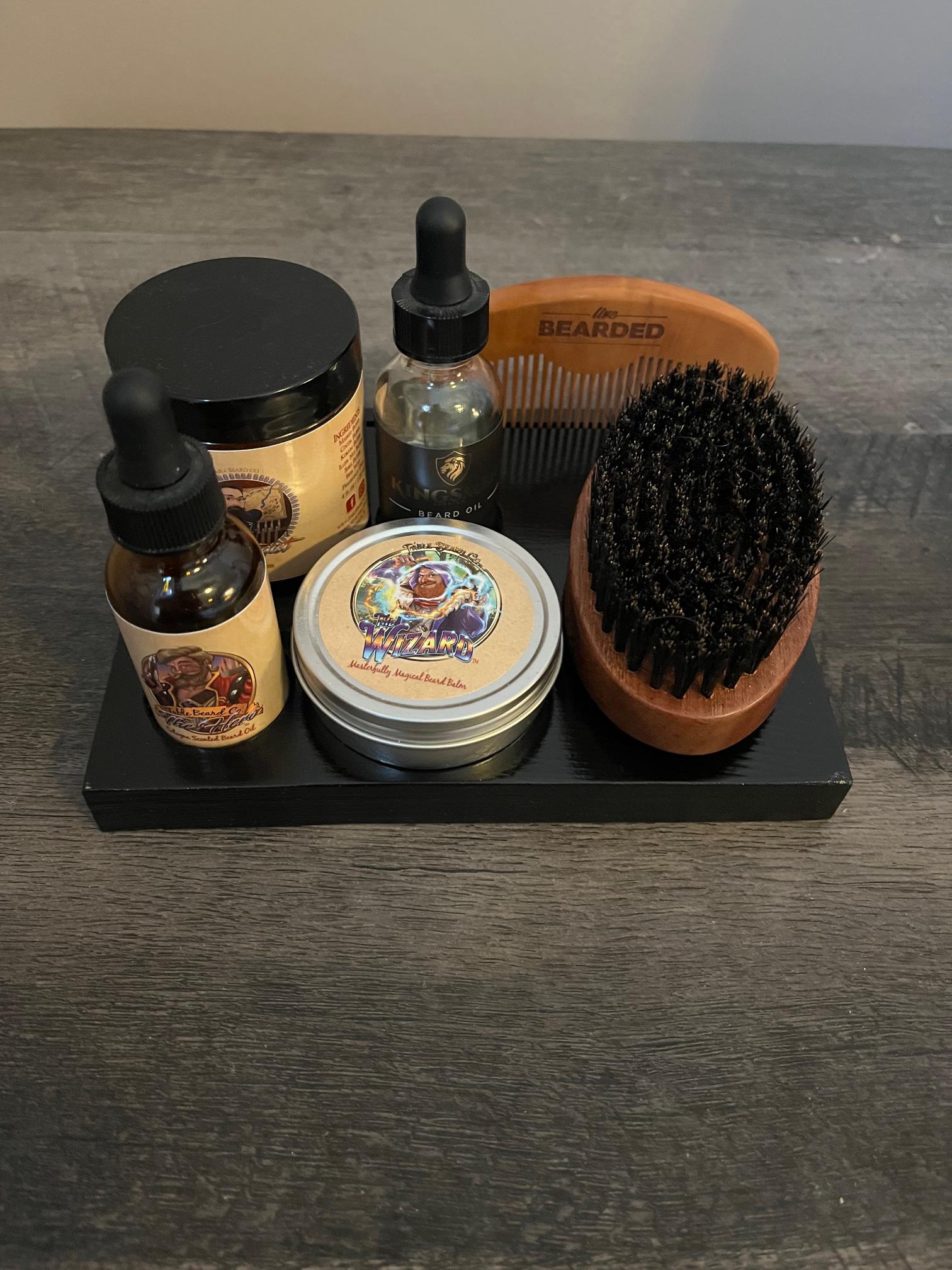 Wooden Beard Caddy Black/White/Wood Stained