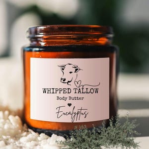 Eucalyptus Whipped Tallow, Organic Grass-Fed Body Butter, Moisturizer, Hand Face and Body Cream