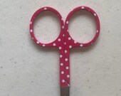 Embroidery scissors with polka dots - hot pink with white dots - 3 1/2 inches - thread snips - small scissors - pink and white
