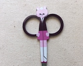 Embroidery scissors with Teddy Bear Shape- Purple and pink Teddy Bear Scissors - 3 1/2 inches