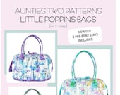 Little Poppins Bag Pattern - by Aunties Two Patterns - Paper Pattern and Metal Stays - Zipper Top Bag in 2 Sizes - Large handbag pattern