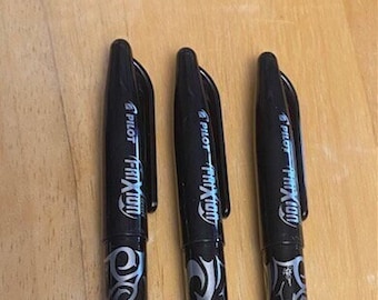 Frixion Pens by Pilot -For marking fabrics - erasable with heat from the iron - Set of 3 pens, all black - bag making, quilting, sewing