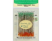 Clover Glass Head Quilting Fine Pins - 1 7/8" sharp straight pins - Very sharp and thin - great for Quilt Piecing - Clover 2509