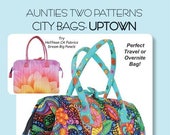 City Bag - Uptown Pattern - by Aunties Two Patterns - AT650 - Paper Pattern w Metal Stays - Large Zipper Top Bag - carry-on size bag pattern