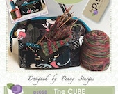 The Cube Pattern - by Penny Sturges of Quilts Illustrated - Paper Pattern and Metal Stays - Knitting, crochet, sewing tools carry case