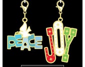 Cathe Holden Zipper Pulls - Christmas Peace/Joy - by Moda - Metal and Enamel - zipper Pulls - Christmas Theme - Peace/Joy