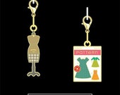 Cathe Holden Zipper Pulls - Dressform-Pattern - by Moda - Dressform .325 in x 1.25 in Pattern .75 in x .825 in - Metal and Enamel