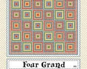 Four Grand Quilt pattern by American Jane - for a 90"x90" quilt - designed by Sandy Klop - full color instructions - Quilt pattern