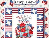 Happy 4th! Paper Pattern - by Coach House Designs - to make a 36"x48" patriotic quilt - designed for a panel and red white blue fabric