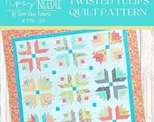 Twisted Tulips Quilt Pattern - by Elizabeth Hernandez for The Tipsy Needle - Pattern for 72"x88" quilt - jelly roll friendly - Precuts