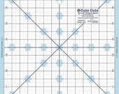 7.5 inch Cute Cuts™ Trim-it Ruler by Lori Holt -non-slip-easy to read - aqua and denim markings in 1" grids marked in 1/8" & 1/4" increments