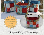 Basket of Charms - by Sweet Jane's Quilting & Design - A Paper Pattern - A cute basket made from mini charms-great for Christmas gift basket