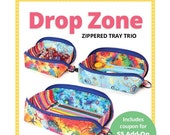 Drop Zone Zippered Pouch Pattern - by Annie - A Paper Pattern - a zippered pouch in 3 sizes -unzipped is a shallow tray with visibility