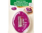 Clover Magnet Pin Caddy - Color Bordeaux - Holds straight pins for sewing - with a cover for travel