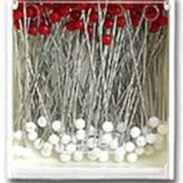 Clover Glass Head Silk Pins - 1 3/8" sharp straight pins - Very sharp and thin - great for Quilt Piecing - Clover 2501