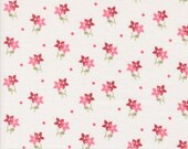 Moda Fabric - A Very Sweet Christmas -  by Bunny Hill Designs for Moda - off white with pink and red flowers - 3063 11 - 1/2 yard