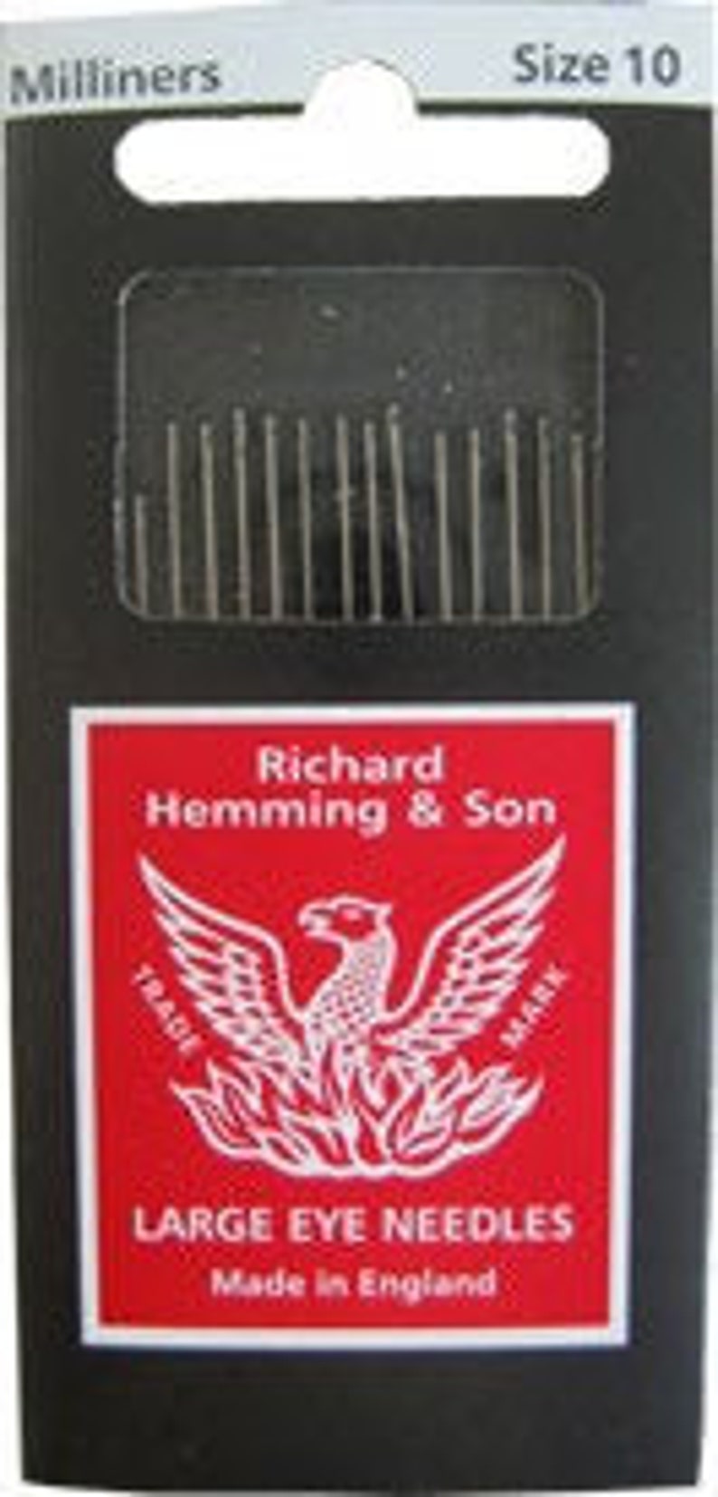 Size 10 Richard Hemming Milliners Needles Size 10 10 ct Long, thin needles great for hand sewing binding on quilts Hand Sewing image 1