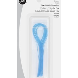May include: A package of 35 blue plastic needle threaders. The package is labeled "Flexi-Needle Threaders" and "35 PC-PZ".
