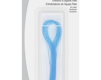 May include: A package of 35 blue plastic needle threaders. The package is labeled "Flexi-Needle Threaders" and "35 PC-PZ".