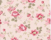 Moda Fabric - A Very Sweet Christmas -  by Bunny Hill Designs for Moda - pink with pink and red medium floral print - 3060 15 - 1/2 yard