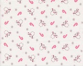 Moda Fabric - A Very Sweet Christmas -  by Bunny Hill Designs for Moda - off white with penguins  and candy canes - 3062 11 - 1/2 yard